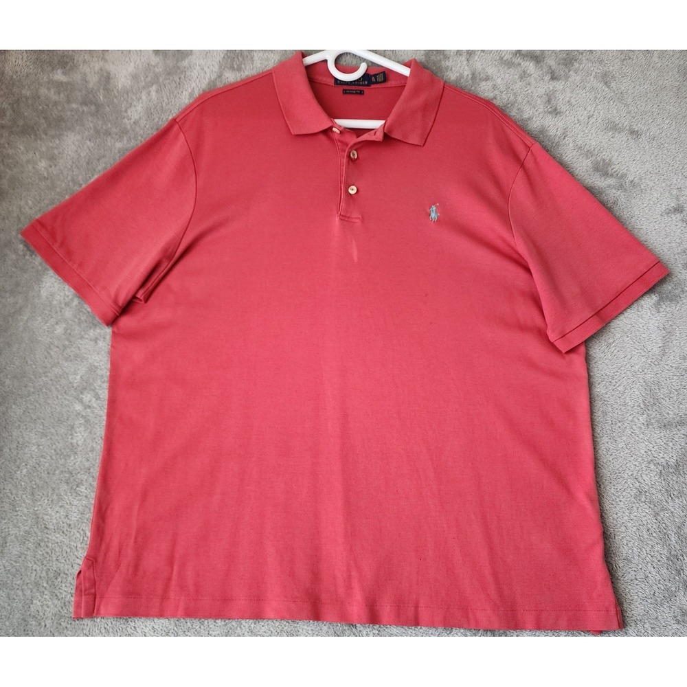 Polo Ralph Lauren Shirt Mens XL Salmon Pink Short Sleeve Classic Fit Polo